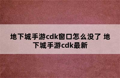 地下城手游cdk窗口怎么没了 地下城手游cdk最新